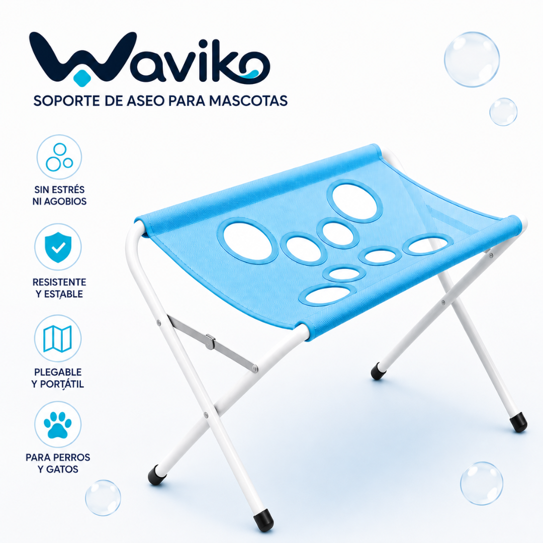 Waviko foldable pet grooming support in blue for bathing dogs and cats
